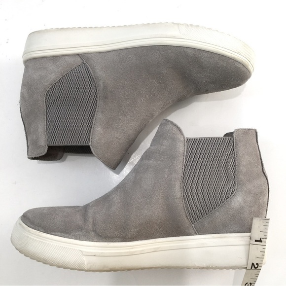 Steve Madden Sultan Gray Suede Leather slip on Chelsea platform Wedge Sneakers - Picture 4 of 14